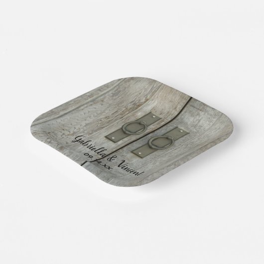 Tweebarndeuren Landbruiloft Papieren Bordje (Gebogen)