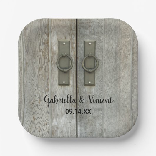 Tweebarndeuren Landbruiloft Papieren Bordje (Voorkant)