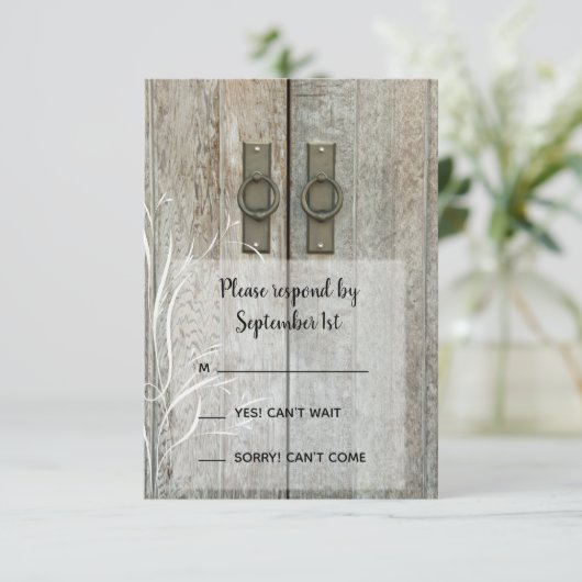 Tweebarnelijke deuren Landbruiloft RSVP Reactie (Staand voorkant)