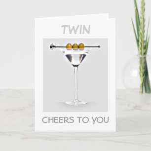 TWEECHEERS VOOR U OP UW BIRTHDAY MARTINI-STIJL KAART