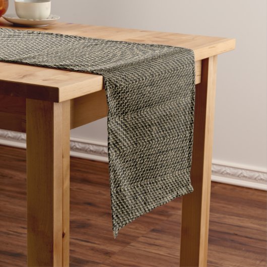 Tweed bruin en zwart korte tafelloper (Voorbeeld)