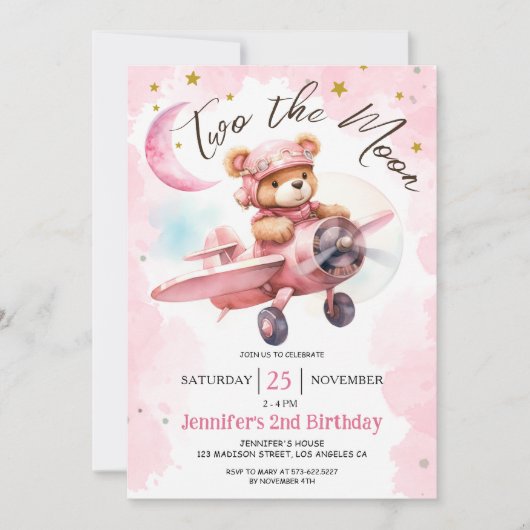 TWEED de Maan | 2e verjaardag Roze meisje  Kaart (Voorkant)