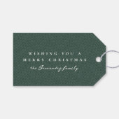 Tweed effect Kerstvakantie groen gepersonaliseerd Cadeaulabel (Voorkant (Horizontaal))