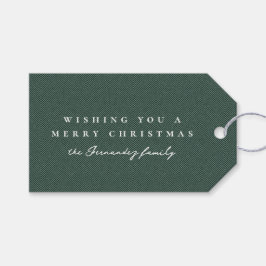 Tweed effect Kerstvakantie groen gepersonaliseerd Cadeaulabel
