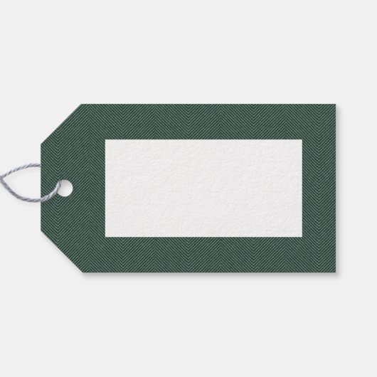 Tweed effect Kerstvakantie groen gepersonaliseerd Cadeaulabel (Achterkant Horizontaal)