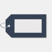 Tweed effect Kerstvakantie klassieke marine Cadeaulabel (Achterkant Horizontaal)