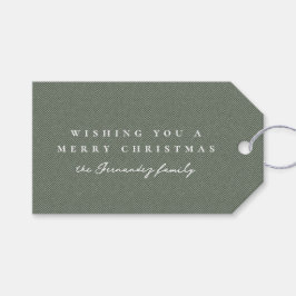 Tweed effect Kerstvakantie salie gepersonaliseerd Cadeaulabel
