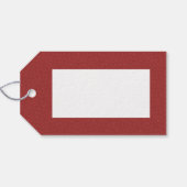 Tweed effect rode kerstvakantie gepersonaliseerd cadeaulabel (Achterkant Horizontaal)