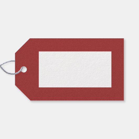 Tweed effect rode kerstvakantie gepersonaliseerd cadeaulabel (Achterkant Horizontaal)