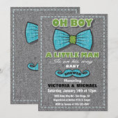 Tweed Little Man Baby Douche Uitnodigingen (Voorkant / Achterkant)