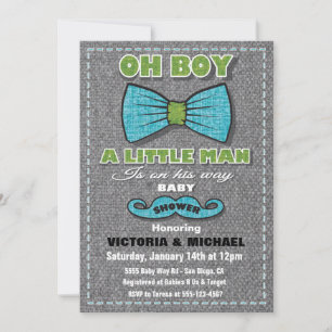 Tweed Little Man Baby Douche Uitnodigingen
