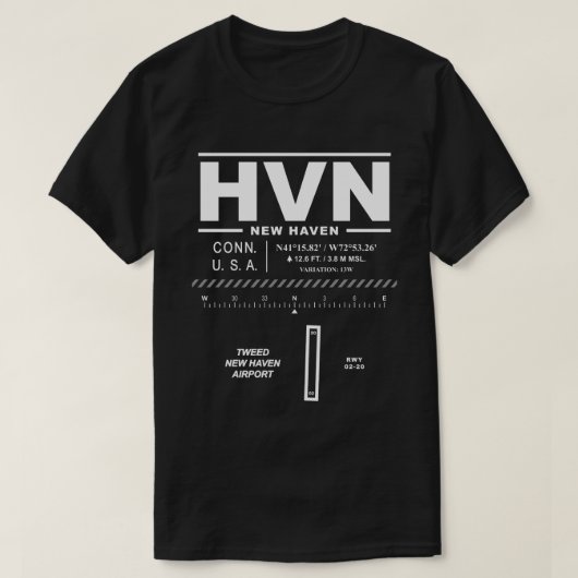 Tweed New Haven Airport HVN T-shirt (Design voorkant)