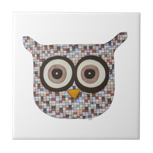 Tweed Owl Ceramic Tile Tegeltje (Voorkant)