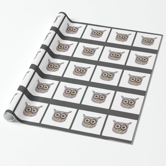 Tweed Owl Wrapping Paper Cadeaupapier (Uitgerold)
