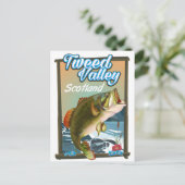 Tweed Valley Schotse visposter. Briefkaart (Staand voorkant)