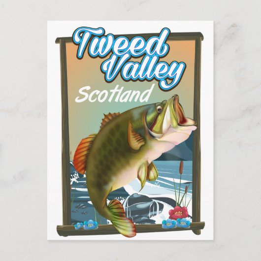 Tweed Valley Schotse visposter. Briefkaart (Voorkant)