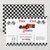 Tweedaagse raceauto's met twee kinderen die snel o kaart (Voorkant / Achterkant)