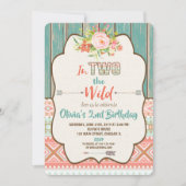Tweede 2e verjaardag uitnodigingen meisje twee wil (Voorkant)
