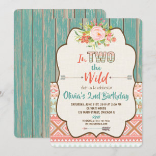 Tweede 2e verjaardag uitnodigingen meisje twee wil