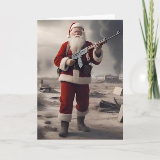Tweede Amendement Anti Woke Santa Funny Christmas Feestdagen Kaart (Voorkant)