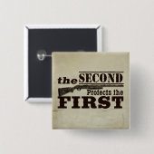 Tweede amendement Bescherming eerste amendement Vierkante Button 5,1 Cm (Voorkant /achterkant)