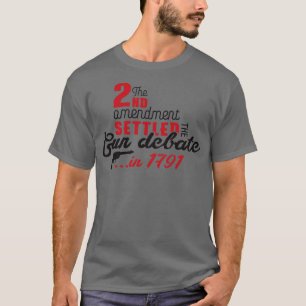Tweede amendement beslecht het pistool-debat zwart t-shirt