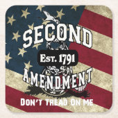 Tweede amendement Gadsden Flag niet over mij Kartonnen Onderzetters (Voorkant)