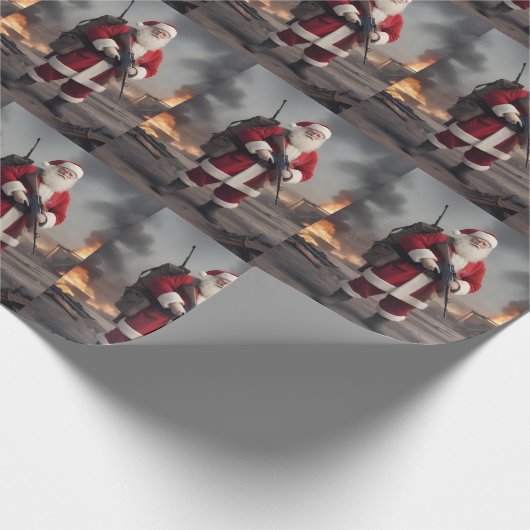 Tweede Amendement Santa Funny Christmas Cadeaupapier (Hoek)