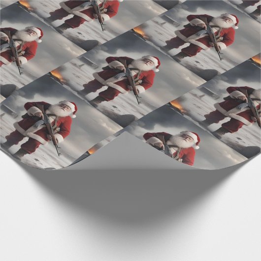 Tweede Amendement Santa Funny Christmas Cadeaupapier (Hoek)