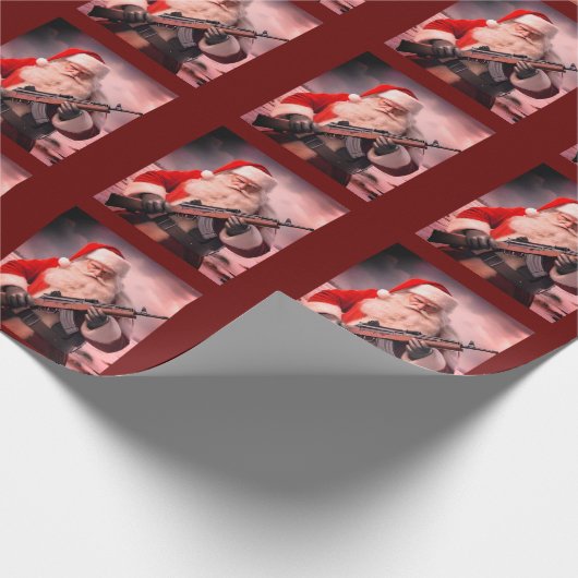 Tweede Amendement Santa Funny Christmas Cadeaupapier (Hoek)