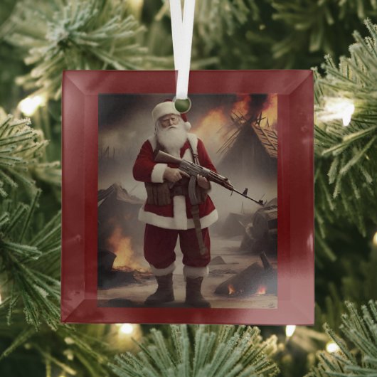Tweede Amendement Santa Funny Christmas Glas Ornament (Insitu)