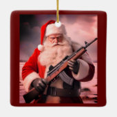 Tweede Amendement Santa Funny Christmas Keramisch Ornament (Achterkant)