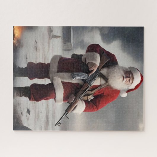 Tweede Amendement Santa Funny Christmas Legpuzzel (Horizontaal)