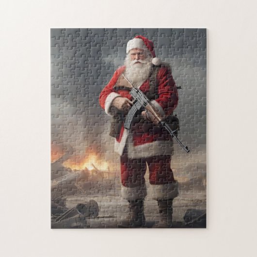Tweede Amendement Santa Funny Christmas Legpuzzel (Verticaal)