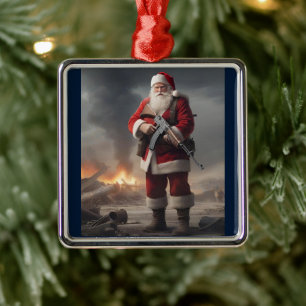 Tweede Amendement Santa Funny Christmas Metalen Ornament