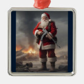 Tweede Amendement Santa Funny Christmas Metalen Ornament (Voorkant)