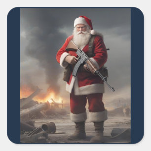 Tweede Amendement Santa Funny Christmas Vierkante Sticker