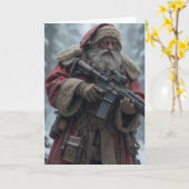 Tweede Amendement Santa Gepersonaliseerde Kerstmis Kaart (Gele Bloem)