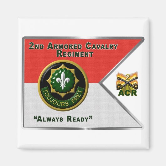 Tweede Armored Cavalry Regiment Guidon Magneet (Voorkant)