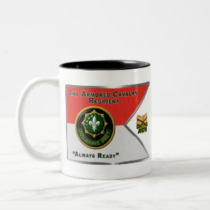 Tweede Armored Cavalry Regiment Guidon Tweekleurige Koffiemok