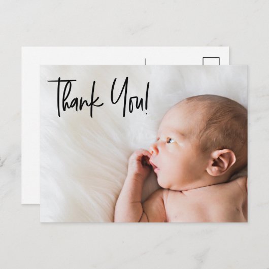 Tweede Baby Aangepaste Foto bedankt voor het scrip Aankondigingskaart (Voorkant / Achterkant)