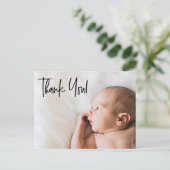 Tweede Baby Aangepaste Foto bedankt voor het scrip Aankondigingskaart (Staand voorkant)