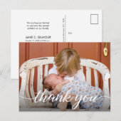 Tweede Baby Foto dank je Script Geboorte Aankondigingskaart (Voorkant / Achterkant)