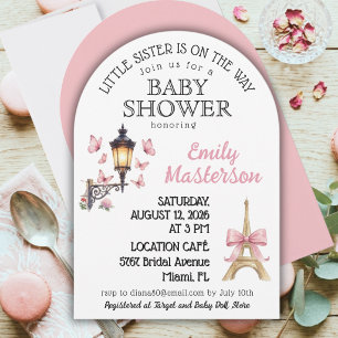 Tweede baby Parijse meisje baby shower uitnodiging