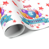 Tweede BABY verjaardag Festive Colorful Balloons B Cadeaupapier (Rol Hoek)