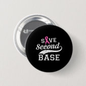 Tweede basis roze lint borstkanker bewustzijn ronde button 5,7 cm (Voorkant /achterkant)