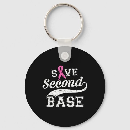 Tweede basis roze lint borstkanker bewustzijn sleutelhanger (Voorkant)