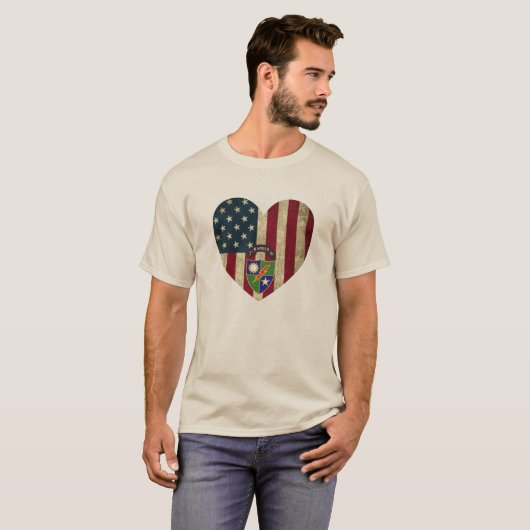 Tweede bataljon 75e Ranger Reg American Heart Flag T-shirt (Voorkant volledig)
