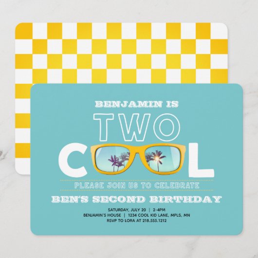 TWEEDE BIRTHDAAG VAN DE Kool-vogeluitnodiging Kaart (Voorkant / Achterkant)