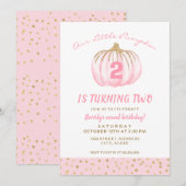 Tweede Birthday Pink Little Pumpkin draait twee Kaart (Voorkant / Achterkant)